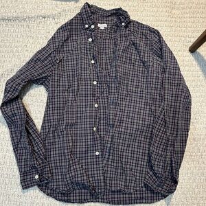 Steven Alan Navy Plaid Button Down Shirt, Small